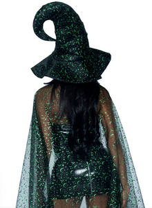 Glitter Moon Cape and Witch Hat Costume Set