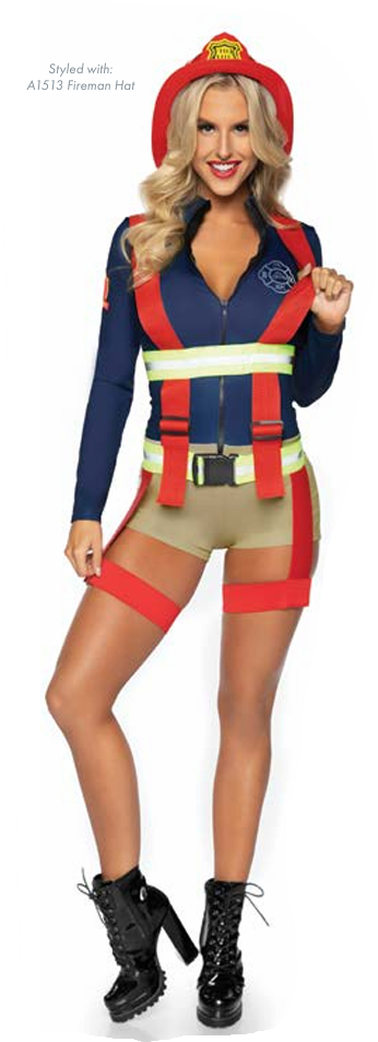 2 PC HotZone Honey Firefighter Costume