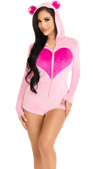 Sweetheart Bear Romper - Pink