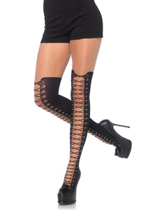 All Tied Up Pantyhose With Opaque Faux Thigh High Boot Detail - One Size LA-7951