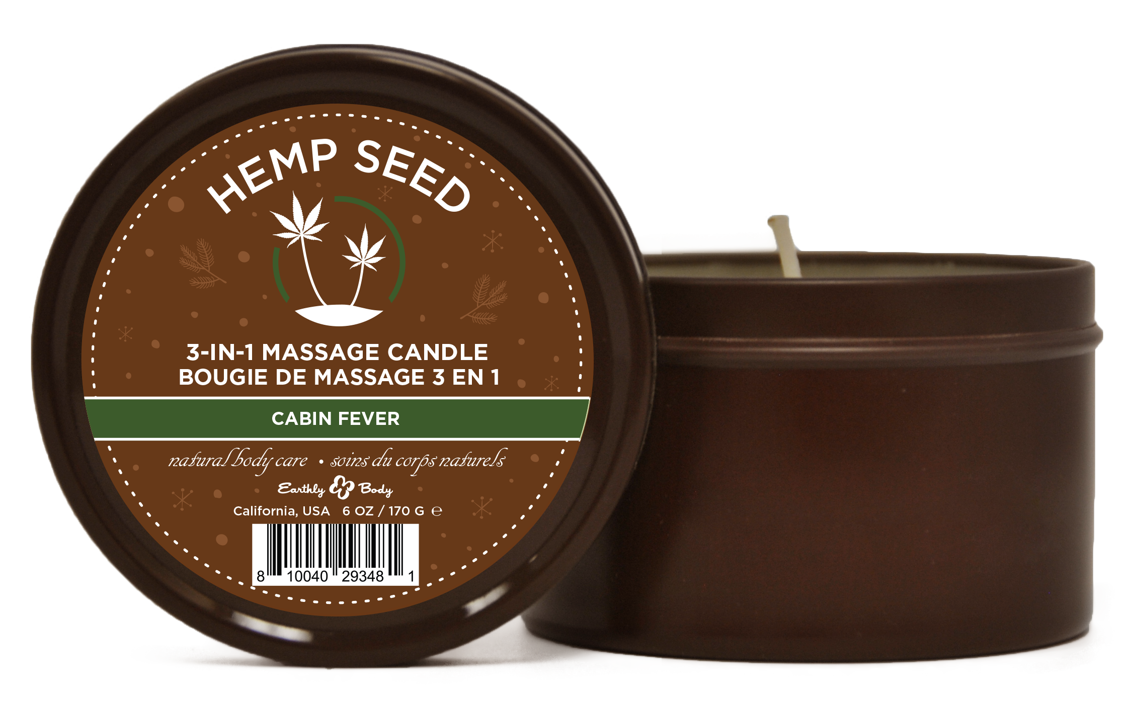 Hemp Seed 3-in-1 Massage Candle Cabin Fever 6oz/  170 G EB-HSCH021A