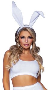 Bendable Velvet Bunny Ears - White LA-A2868-WHT